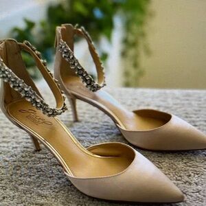 Free People Beige Heels with Sparkling Straps